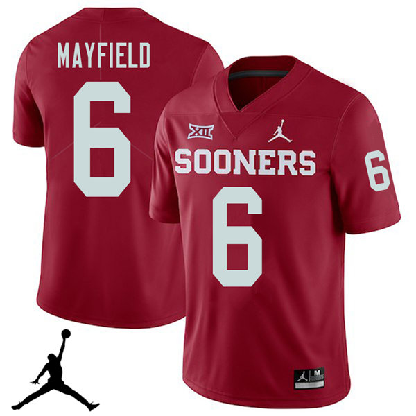 Jordan Brand Men #6 Baker Mayfield Oklahoma Sooners 2018 College Football Jerseys Sale-Crimson